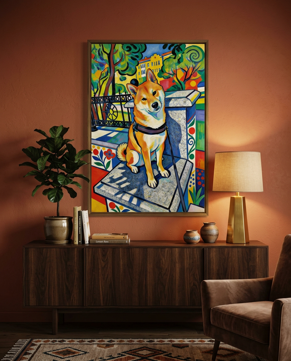 Portrait von Yuki an der Wand
